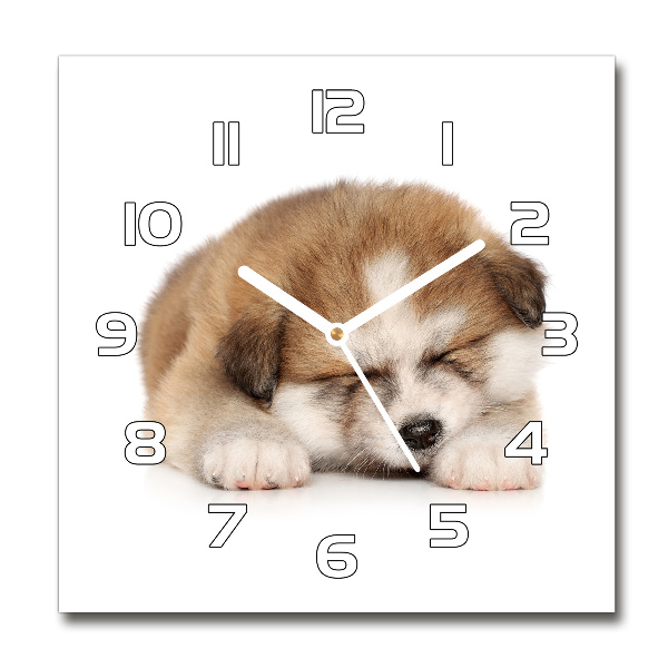 Vierkante glazen klok Akita-puppy