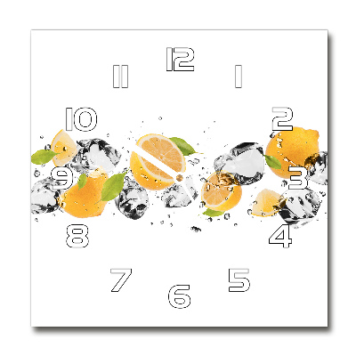 Vierkante glazen wandklok Citroen en water