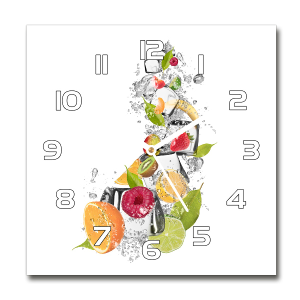 Vierkante glazen wandklok Fruit met ijs