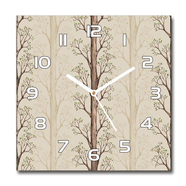 Vierkante glazen klok Bomen
