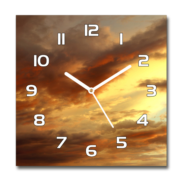 Vierkante glazen wandklok Zonsopgang