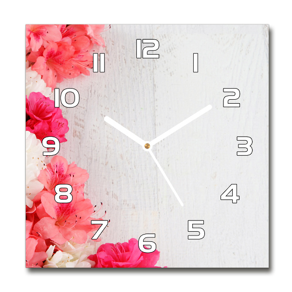 Zegar ścienny szklany kwadratowy Kwiaty