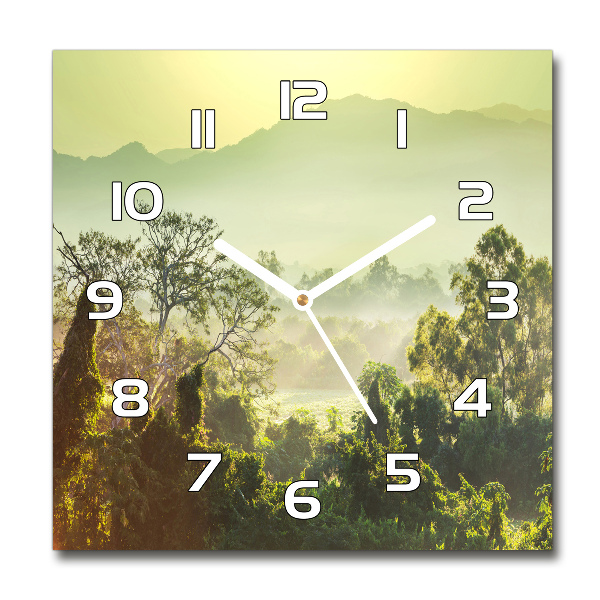 Vierkante glazen klok jungle