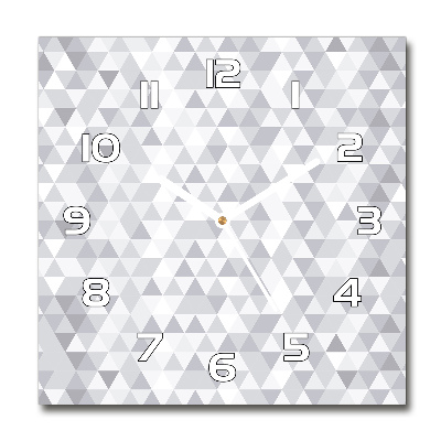 Vierkante glazen klok Grijze driehoeken