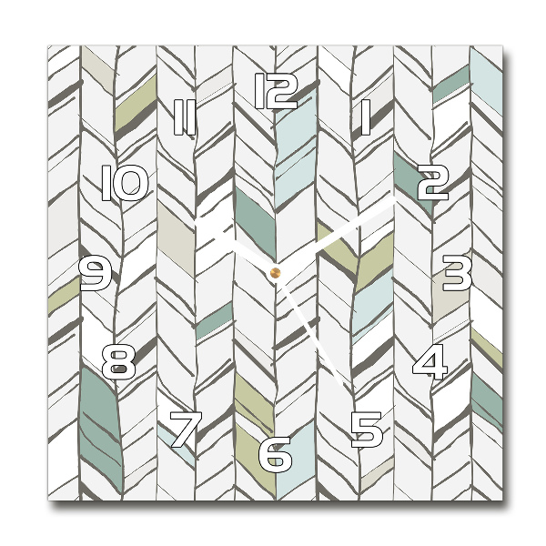 Vierkante glazen wandklok Visgraatpatroon