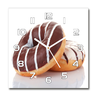 Vierkante glas klok Chocoladedonuts