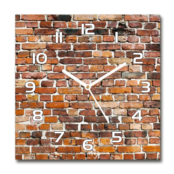 Vierkante glazen klok Bakstenen muur