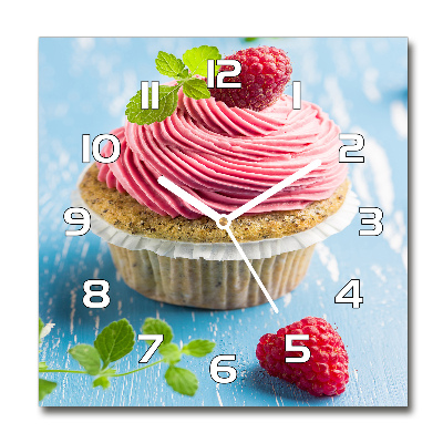 Vierkante glas klok Frambozen cupcake