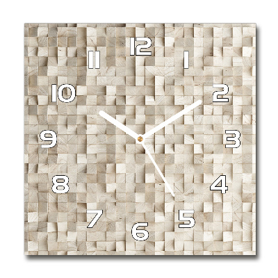 Zegar szklany na ścianę Drewniane kostki