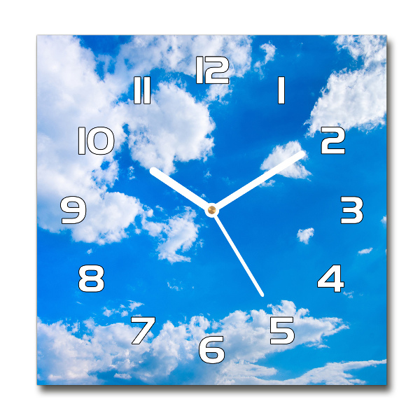 Vierkante glazen klok Wolken aan de hemel