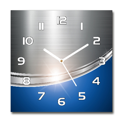 Vierkante glazen wandklok Metaalabstractie