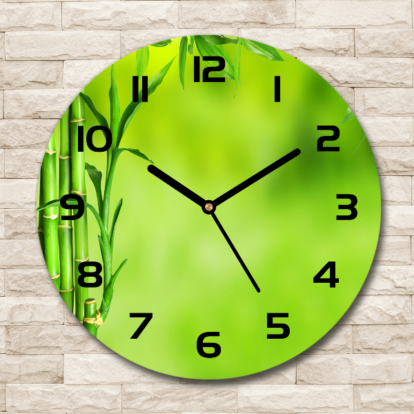 Ronde glazen wandklok Bamboe