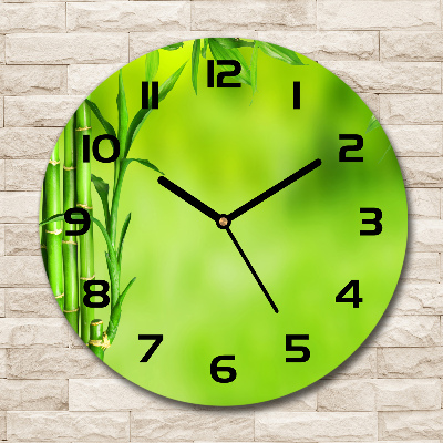 Ronde glazen wandklok Bamboe