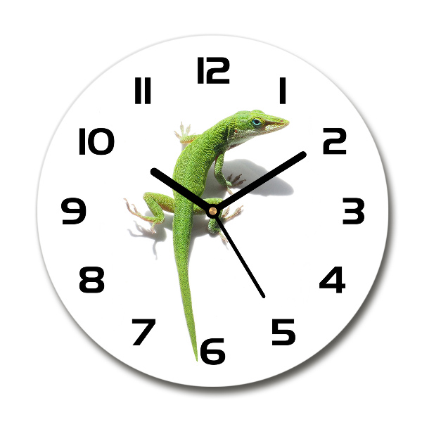 Ronde glazen klok Groene hagedis