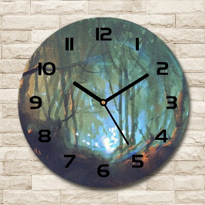 Zegar szklany okrągły Mistyczny las