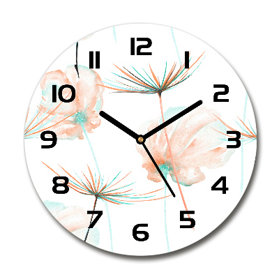 Zegar szklany okrągły Mniszek lekarski