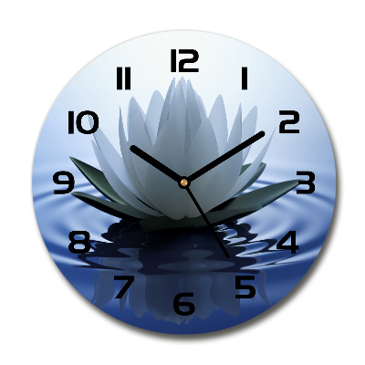 Ronde glazen wandklok Waterlelie