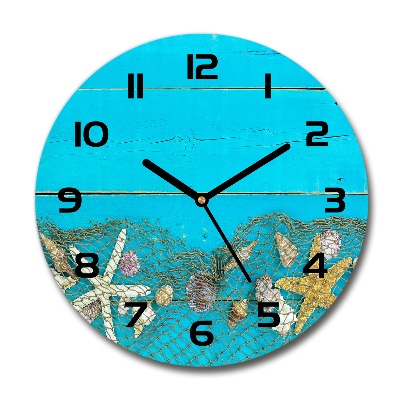 Ronde glazen klok Zeesterren en schelpen