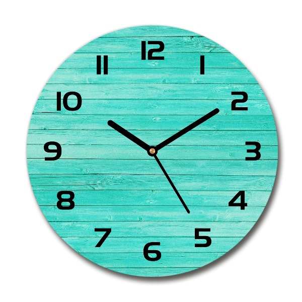 Zegar szklany okrągły Zielone deski