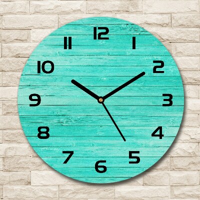 Zegar szklany okrągły Zielone deski