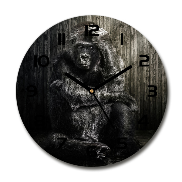 Ronde glas klok Gorilla