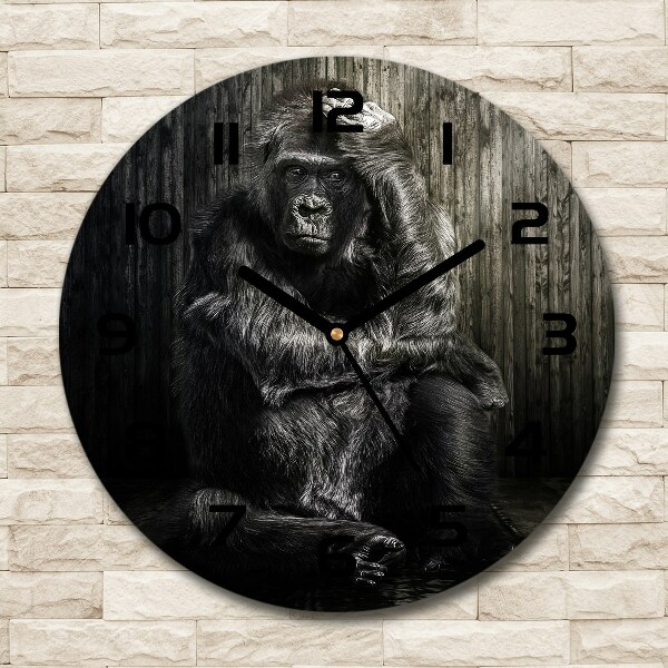 Ronde glas klok Gorilla