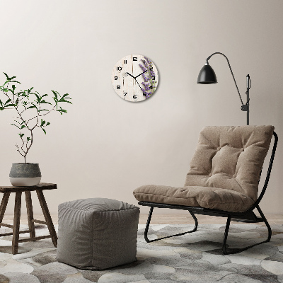 Ronde glazen klok Lavendel op hout