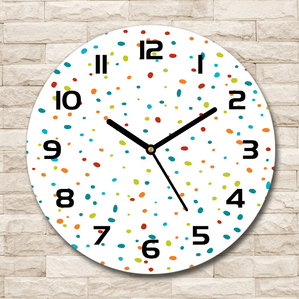 Ronde glas klok Kleurrijke stippen