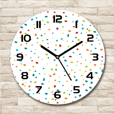 Ronde glas klok Kleurrijke stippen