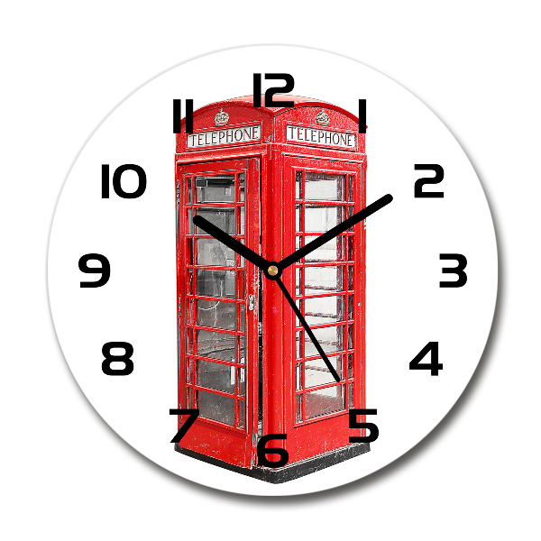 Ronde glazen wandklok Openbare telefoon