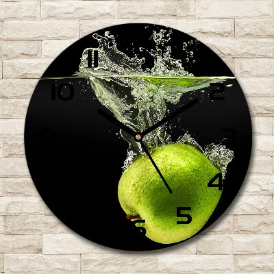 Ronde glas klok Groene appels