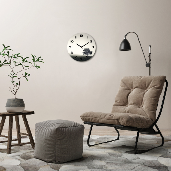 Ronde glazen klok Eenzame boom