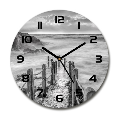 Ronde glazen wandklok Pad langs de zee