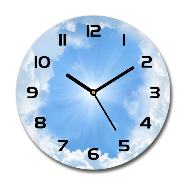 Ronde glazen wandklok Wolken aan de hemel