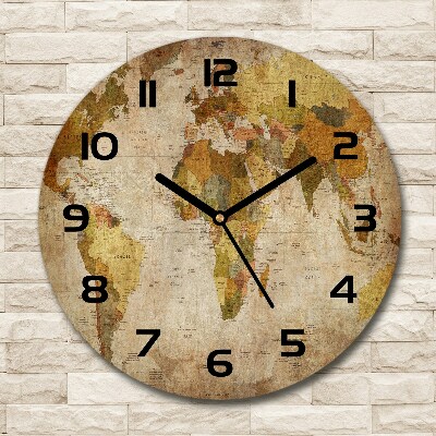 Ronde glazen wandklok Politieke kaart