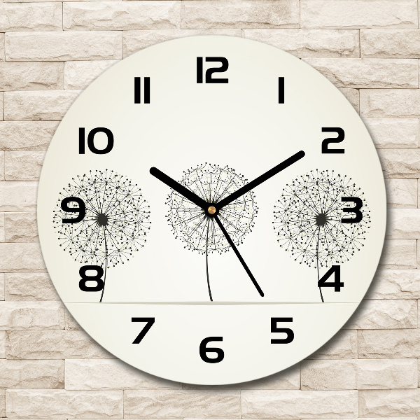 Ronde glazen wandklok Paardenbloemen