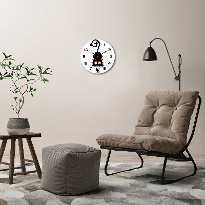 Ronde glazen wandklok Kat en muis