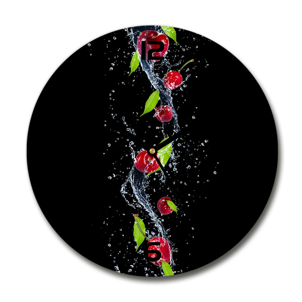 Ronde glas klok Kersen