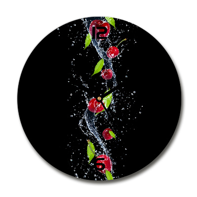 Ronde glas klok Kersen