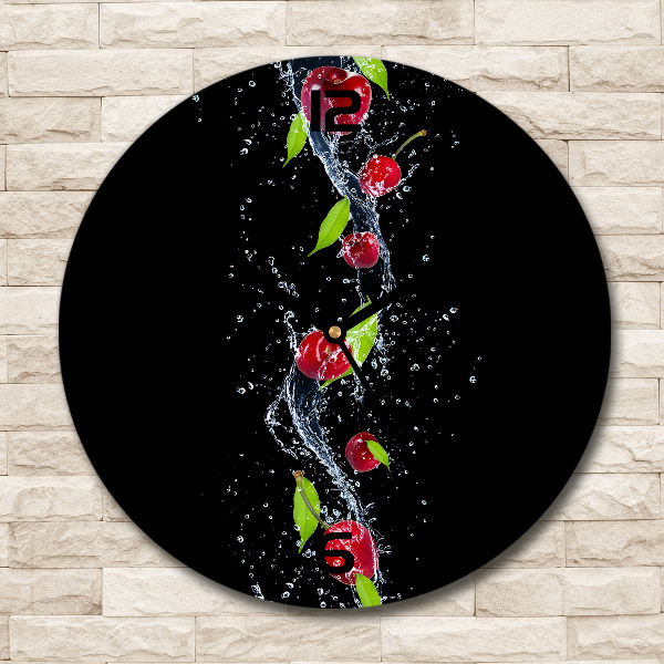 Ronde glas klok Kersen