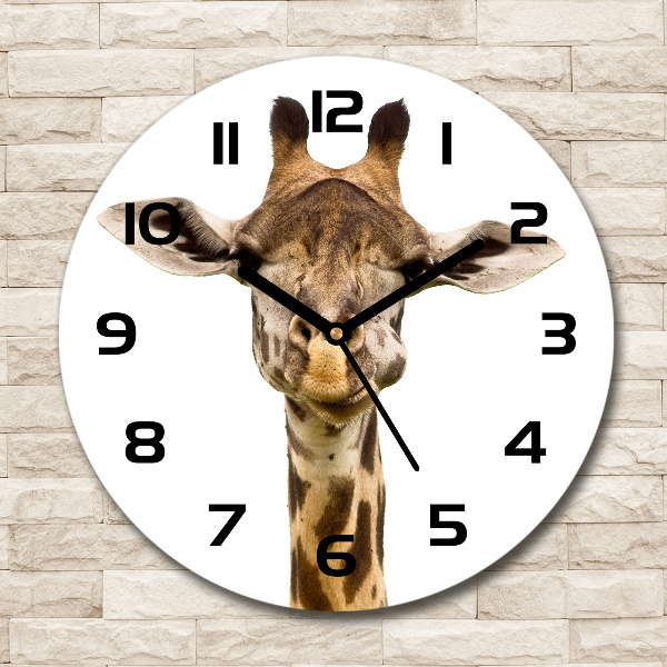 Ronde glazen klok Giraffe