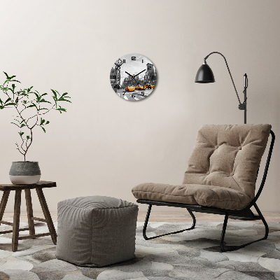 Ronde glazen wandklok New Yorkse taxi's