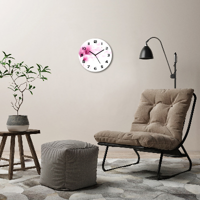 Ronde glazen wandklok Roze bloem