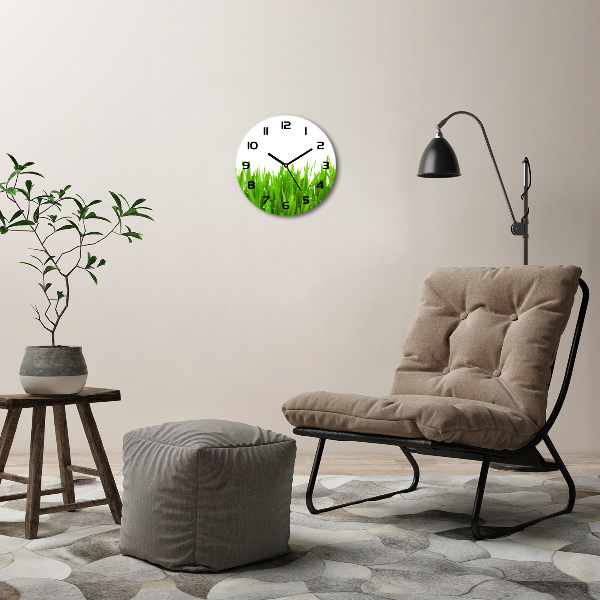 Ronde glazen klok Gras