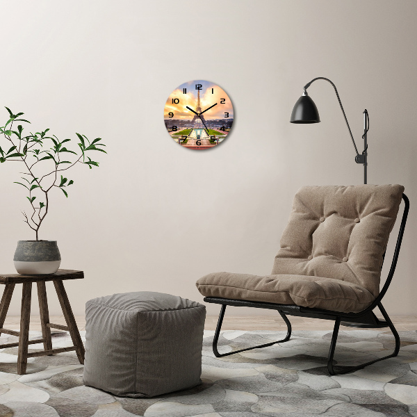 Ronde glazen wandklok Eiffeltoren Parijs