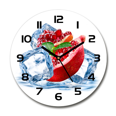 Ronde glazen wandklok Granaatappel met ijs