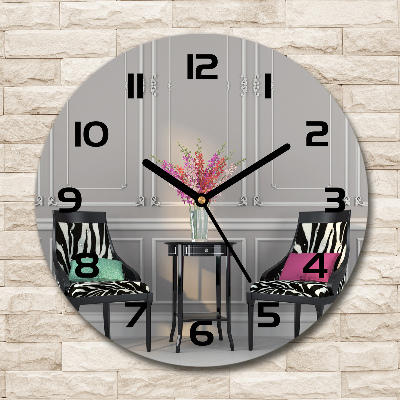 Ronde glas klok Twee stoelen