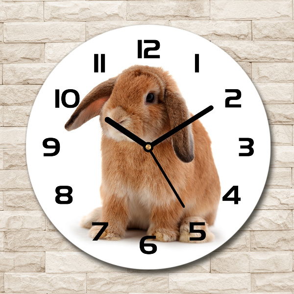 Ronde glazen klok Rode konijn