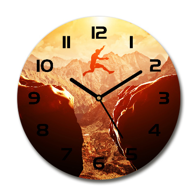 Ronde glas klok Spring over de afgrond