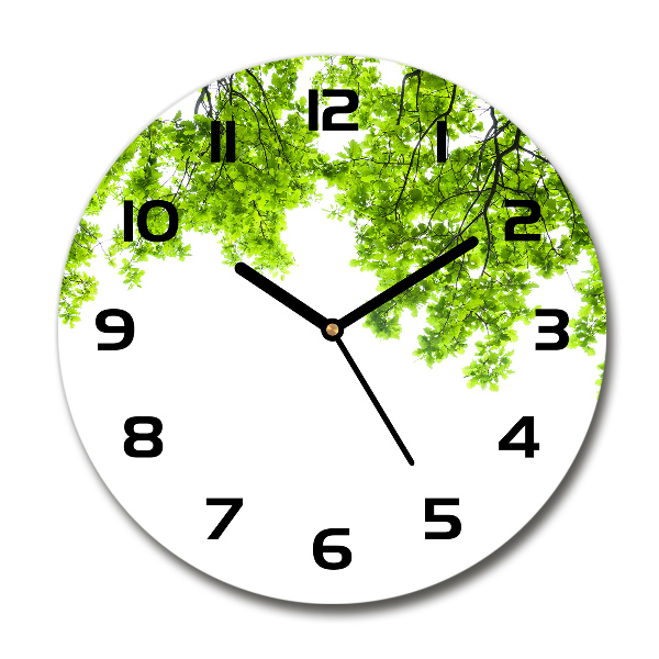 Zegar szklany okrągły Liście dębu